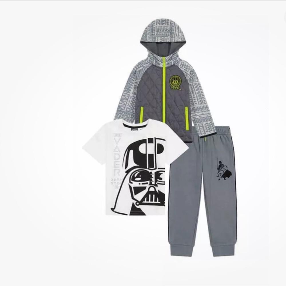 Star Wars Kids Boys 3-pc Sweater Fleece Set Hoodie+shirt+pants Size 4T - Picture 5 of 13